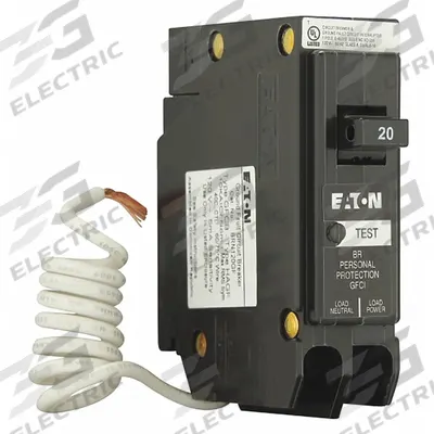 EATON Circuit Breaker: 20 A, 120/240V AC, Single Phase, 10kA at 120/240V AC - BR & BD Series