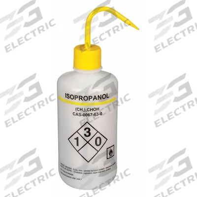 APPROVED VENDOR Wash Bottle: 1 L, Isopropanol, Yellow, Narrow, Std Spout Spout - Narrow Mouthed Standard Spout Wash Bottles