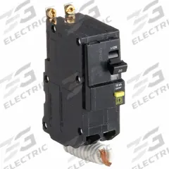SQUARE D Miniature Circuit Breaker: 20 A, 120/240V AC, Single Phase, 10kA at 120/240V AC, 2 Poles (MPN QOB220GFI). Key specifications — Phase: Single; Amps: 20 A; AC Voltage Rating: 120/240V AC; Max. AIR Rating: 10kA at 120/240V AC; For Use With: QO Load Centers and NQ Panelboards; Brand: SQUARE D.