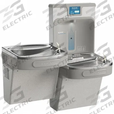 ELKAY Drinking Fountain with Bottle Filler: On-Wall, 8 gph @ 50°F, Gray - On-Wall Two-Level Drinking Fountains with Bottle Fillers