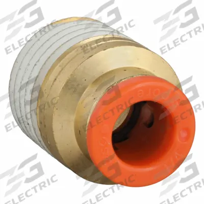 SMC Push-Fit Adapter Fitting: 1/4 in OD x 1/4 in Pipe Size, Push-to-Connect x MNPT - Polybutylene & Brass Tube Fittings