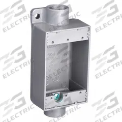 HUBBELL KILLARK Electrical Box: Aluminum, Rectangular, 1 Gangs, 3/4 in Hub Size, 18 cu in Capacity (MPN FSC-2). Key specifications — Color: Gray; Brand: HUBBELL KILLARK.