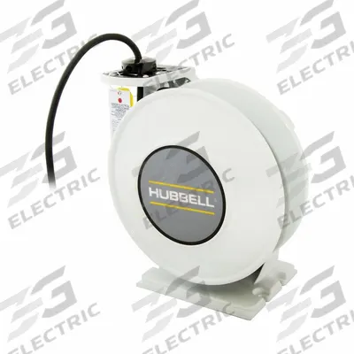 HUBBELL WIRING DEVICE-KELLEMS Extension Cord Reel: Ratchet Lock, 25 ft Cord Lg, 12 AWG, SOW - Hardwired Self-Retracting Cord Reels