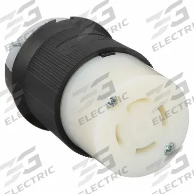 HUBBELL Locking Connector: Non-NEMA, Black/White, 250V AC, 30 A Current Rating - General Purpose Connectors