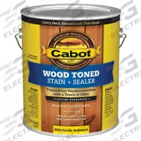 CABOT Wood Stain: Wood Stain and Sealer, Exterior, Oil, 1 gal Container Size, Wood, Flat, Wood Toned (MPN 140.0003005.007). Key specifications — Brand: CABOT; Transparency: Transparent; Use Location: Exterior; Sheen: Flat; Sub-Brand: Wood Toned; Color: Pacific Redwood.