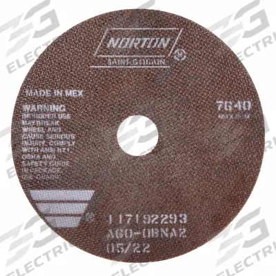 NORTON Cutoff Wheels: Type 1, 8" x 0.035" x 1 1/4" - Reinforced Toolroom Cut-Off Wheels
