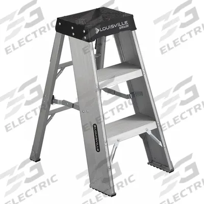 LOUISVILLE LADDER Step Stool: 3 Steps, 3.3 ft Overall Ht, 375 lb Load Cap - Folding Step Stools