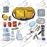 EMI Survival Kit: 58 Components, Handbag (MPN 480). Key specifications — First Aid Supplies Included: (2) 3 in x 3 in Sterile Pads; Housing Material: Nylon; Container Type: Handbag; Hygiene Supplies Included: CPR Lifeshield™; PPE and Shelter Supplies Included: (2) Thermal Rescue Blankets; Power and Lighting Supplies Included: Flashlight; Tools Included: 14-In-1 Pocket Tool; Writing and Communication Supplies Included: Whistle.