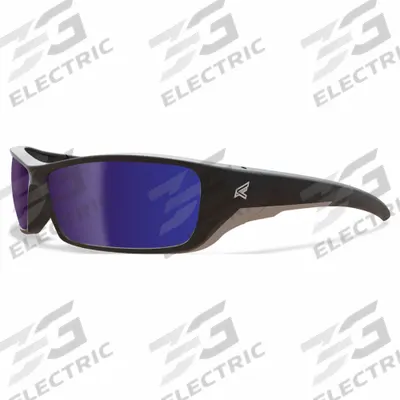 EDGE EYEWEAR Safety Glasses: AP Blue Lens, Full-Frame, Metal Detectable, Black Frame - Padded Comfort-Fit Safety Glasses