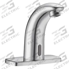SLOAN Bathroom Sensor Faucet: SF, Brass, Chrome Finish, Single-Post, Plug-In, Back-Check Tee (MPN SF2400-4). Key specifications — Brand: SLOAN; Includes: 4 in Center Set Trim Plate; Series: SF.