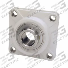 IPTCI BEARINGS 4 Bolt Flange Bearing: Radial Ball, 40 mm Bore, PBT Plastic, Set Screws, 130 mm Lg (MPN SUCTF208-40MM IP69K). Key specifications — Bore Type: Cylindrical; Brand: IPTCI BEARINGS; Housing Material: PBT Plastic; Lubricant Material: H-1 Grease; Mounting Bolt Size: 1/2 in; Split Housing: Not Split; System of Measurement: Metric.