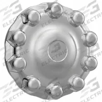 ALCOA Front Hub Cover: Front Hub Cover, For 22.5 in_24.5 in Wheel Dia, ABS Plastic, Chrome (MPN 086200B)