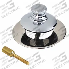 WATCO Drain Stopper: Plastic/Stainless Steel, Chrome-Plated, 2 7/8 in Overall Dia, Push and Pull (MPN 4875N-PP-CP-51 U). Key specifications — Color: Silver; Material: Stainless Steel.