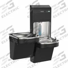ELKAY Bi-Level Drinking Fountain with Bottle Filler: On-Wall, 8 gph @ 50°F, Touchless Sensor, Black (MPN LZSTL8WSBPRO). Key specifications — Brand: ELKAY; Housing Material: Stainless Steel; Filter Access: Top Panel Access; Housing Finish: Stainless; Chilling Capacity: 8 gph @ 50°F; Housing Color: Black.