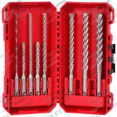 MILWAUKEE Rotary Hammer Drill Bit Set: 7 5/8 in Overall Lg, 13/32 in Shank Dia - SDS-Plus Concrete & Masonry Drill Bit Sets