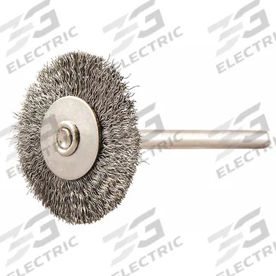 APPROVED VENDOR Wire Wheel Brush: Crimped Steel, 1" Dia x 3/16" Wd, 1/8" Shank - Light-Cleaning Brushes for Carbon Steel