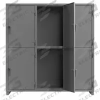 STRONG HOLD Locker: 72 in x 24 in x 75 in, Solid, 2 Tiers, 3 Units Wide, Padlock Hasp, Assembled (MPN 66-6D-24-2T-L). Key specifications — Brand: STRONG HOLD; Locker Color: RAL 7037 "Dusty Gray"; Door Type: Solid; Locker Material: Steel; Assembled: Assembled; Number Plate Included: No.