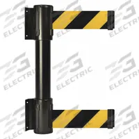 TENSABARRIER Belt Barrier: Fixed Mounting Plate, 13 ft Belt Lg, Pattern, Black/Yellow, No Legend (MPN 896T2-33-MAX-D4X-C). Key specifications — Frame Color: Black; Brand: TENSABARRIER; Belt Color: Black/Yellow.