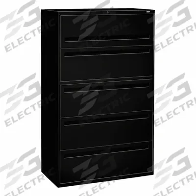 HON Lateral File Cabinet with Drawer: Black, 5 Drawers, 64 1/4 in Overall Ht - Lateral File Cabinets