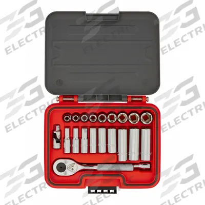 PROTO Socket Set: 3/8 in Drive, 21 Piece, SAE - SAE Socket Sets with Drive Tools