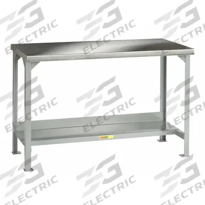 LITTLE GIANT Workbench: Fixed Ht, Stainless Steel, 48 in x 30 in - Workbenches with Lower Shelves