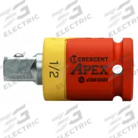 APEX Socket Isolator 1/2" x 2-1/2": 1/2 in Input Drive Size, Chrome, 1/2 in Output Drive Size (MPN CAEAD332). Key specifications — attr1204900: Square; attr1204904: Locking Included; attr1204910: APEX; attr1204913: Chrome.