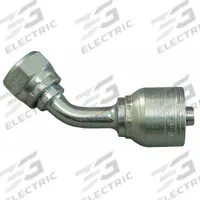 AEROQUIP Hydraulic Crimp Fitting: Steel x Steel, 45° Elbow, -16 For Hose Dash Size, Metric x Crimp (MPN 1A25DSA16). Key specifications — Fitting Gender: Female x Genderless; Fitting Connection Type: Metric x Crimp; Brand: AEROQUIP; Thread Size: M42-2; For Hose Dash Size: -16.