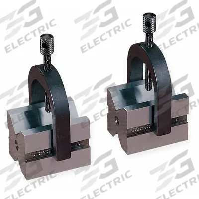 STARRETT V-Blocks and Clamp Set: V-Block and Clamp, Set V-Block - Cast Iron, Steel & Magnetic V-Blocks