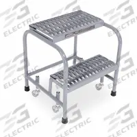 COTTERMAN Step Stool: 1.7 ft Overall Ht, 450 lb Load Cap, 2 Steps, Stainless Steel, Wt-Actuated (MPN 1002N1818A3E10B3SSP1). Key specifications — attr1051722: Rolling Step Stool; attr1055542: Not Stackable; attr1051712: Replacement Foot Pads; attr1051697: COTTERMAN; attr1051699: (4) Swivel; attr1051702: Gray; attr1051707: Rubber; attr1051708: Slip-Resistant.