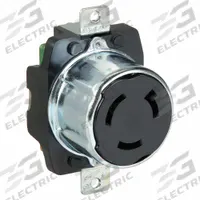 HUBBELL Locking Receptacle: Non-NEMA, Black, 250V DC/600V AC, 50 A Current Rating, 2 Poles, 3 Wires (MPN HBL3771). Key specifications — Brand: HUBBELL.