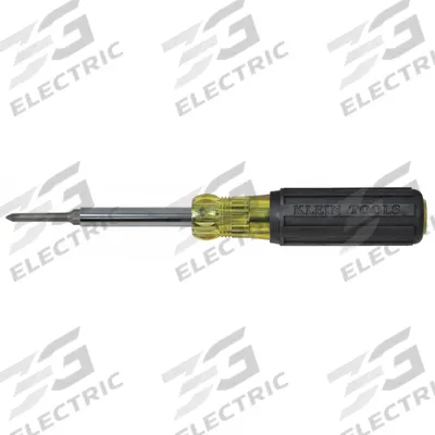 KLEIN TOOLS Multi-Bit Screwdriver: Phillips/Slotted/Square Tip, #1/1/4 in/#2/5/16 in Tip Size - General Purpose Multi-Bit Screwdrivers