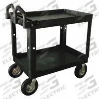 APPROVED VENDOR Utility Cart: 500 lb, 2 Shelves, 38 in L x 24 in W Self, Black, Ergonomic (MPN 52TV57). Key specifications — Shelf Color: Black; Brand: APPROVED VENDOR; Caster/Wheel Configuration: (2) Rigid.