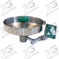 HAWS Plumbed Eyewash: Std, Wall Mnt, Eyes and Face Coverage, Uncovered, Stainless Steel Bowl (MPN 7360B-7460B). Key specifications — attr474381: Push Plate; attr474383: HAWS.
