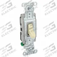 HUBBELL Wall Switch: Toggle Switch, Single Pole, Maintained, Ivory, 120/277V AC, 20 A (MPN CSB120I). Key specifications — Illuminated: No; Voltage Rating: 120/277V AC.