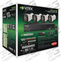 VITEK Digital Video Recorder Kit: Bullet, 4 Cameras Included, 2.8 mm Max Focal Lg, 1080p, 12V DC (MPN VT-TH2KT84TB-2). Key specifications — Brand: VITEK; Camera Operating Voltage: 12V DC; Camera Resolution: 1080p; Lens Type: Fixed; Indoor/Outdoor Usage: Outdoor.