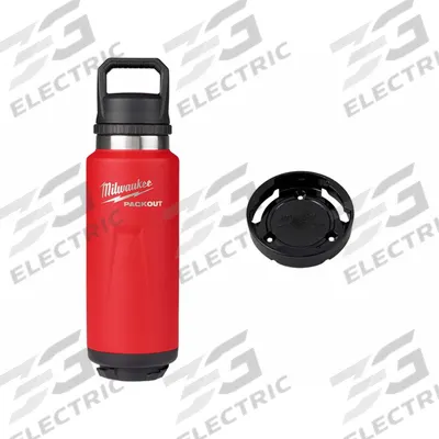 MILWAUKEE Insulated Bottle and Lock Mount: 36 oz Capacity, Red, Metal - Plastic Water Bottles