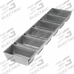 CHICAGO METALLIC Bread Pan: Aluminized Steel, 6 Slots, 6 1/8 in Overall Wd, 2 1/4 in Overall Dp (MPN 41465). Key specifications — Pan Style: Open Top Bread Pan; Brand: CHICAGO METALLIC; Color: Silver; Material: Aluminized Steel; NSF Certified: No; Number of Slots: 6.