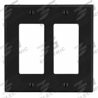 HUBBELL Wall Plate: Decorator-Rocker, 2 Gang, Black, Std Size (MPN P262BK). Key specifications — Brand: HUBBELL; Material: Polycarbonate.