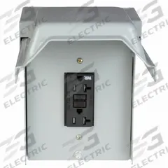 GE Unmetered Surface Power Outlet: 20 A, 120V AC, 5-20R, Includes GFCI (MPN U010010). Key specifications — attr952388: GE; attr981144: Yes; attr981149: Steel; attr981159: 3R.