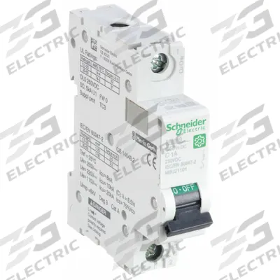 SCHNEIDER Supplementary Protector: 1 A Amps, 250V DC, 5kA at 250V DC, Screw Clamp - DC-Only Rated, 1-Pole UL1077 DIN Rail-Mount Supplementary Protectors