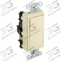 BRYANT Wall Switch: Rocker Switch, 4-Way, Maintained, Ivory, 120/277V AC, 20 A (MPN 9904I). Key specifications — Illuminated: No; Voltage Rating: 120/277V AC.