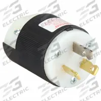 HUBBELL Straight Blade Plug: 10-20P, 125/250V AC, 20 A, 3 Pole, 3 Blade, Black (MPN HBL9977C)
