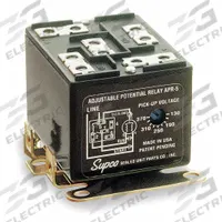 Potential Relay: 110V AC to 270V AC Pick Up, Adj Drop Out, Adj, Any Position, 270V AC (MPN APR5). Key specifications — Coil Voltage: 270V AC; Contact Form: SPST; Maximum Drop Out Voltage: Adjustable; Brand: SUPCO.