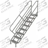 TRI-ARC Portable Stairs: 9.5 ft Overall Ht, Steel, 450 lb Load Capacity, Perforated, 8 Steps (MPN WISS108242). Key specifications — attr1050559: Gray; attr1050557: TRI-ARC.