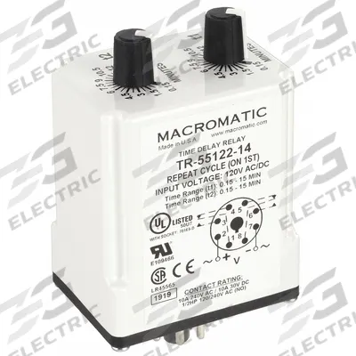 MACROMATIC Single Function Time Delay Relay: Socket Mounted, 120V AC/DC, 10 A - Socket-Mounted Relays