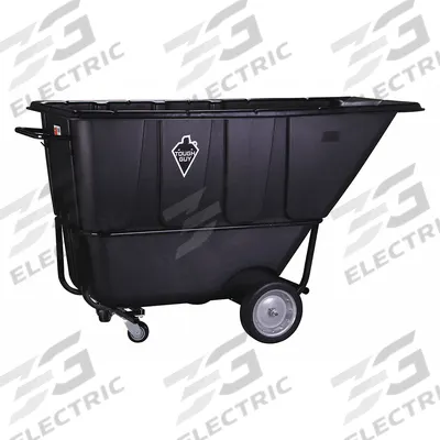 GRAINGER Tilt Truck: 27 cu ft, 1,200 lb, 76 in L x 39 3/8 in W x 43 1/4 in H, Black - Forkliftable Steel-Reinforced Plastic Tilt Trucks