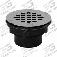 APPROVED VENDOR Shower Drain: Plastic, 2 in Overall Dia, 2 1/2 in Overall Ht, 2 in Fits Drain Size (MPN 133-107). Key specifications — Color: Silver; Includes: Snap-In Strainer; Connection Type: Solvent Weld; Material: Plastic; Grate Material: Stainless Steel.