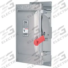 SIEMENS Safety Switch: Fusible, 30 A, Three Phase, 600V AC, 304 Stainless Steel, Indoor/Outdoor (MPN HF361S). Key specifications — Brand: SIEMENS.