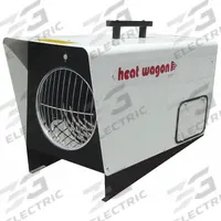 HEAT WAGON Portable Electric Salamander Heater: 12kW/18kW Watt Output, Hardwired, 208/240V AC (MPN P1800-1). Key specifications — NEMA Plug Configuration: Hardwired; Phase: 1; Wattage Output: 12kW/18kW; Voltage: 208/240V AC; Thermal Overheat Protection: Automatic Reset; Brand: HEAT WAGON; Overall Dimensions - H x W x D: 20 in x 14 in x 30 in.
