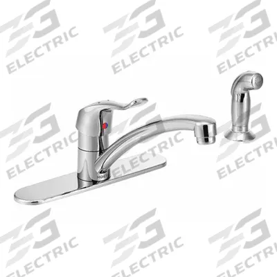 MOEN Gooseneck Kitchen Faucet: M-Dura, Brass, Single-Post, Deck, 4 Mounting Holes - Single-Post Kitchen Faucets